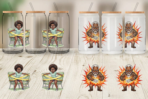 Glass Can Funny Black Family Cookout Sublimation artnoy 