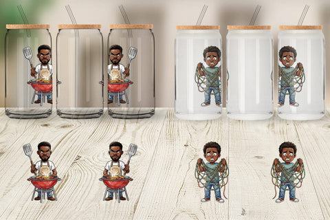 Glass Can Funny Black Family Cookout Sublimation artnoy 