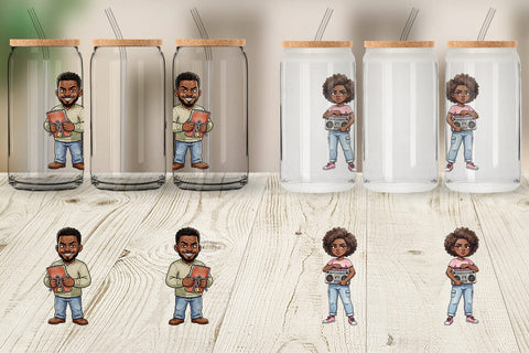 Glass Can Funny Black Family Cookout Sublimation artnoy 