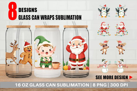 Glass Can Funny Christmas Sublimation artnoy 