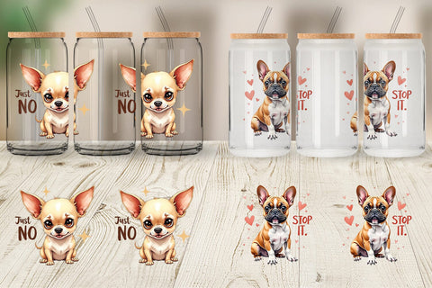 Glass Can Funny Dog Watercolor Big Eye Sublimation artnoy 