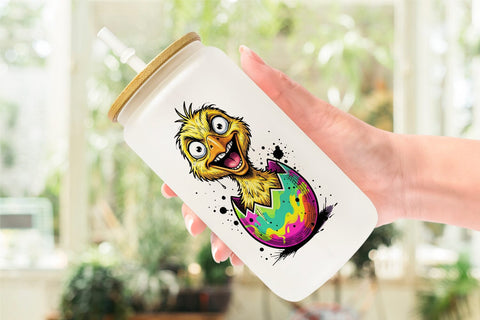 Glass Can Funny Easter Animal Sketch Sublimation artnoy 