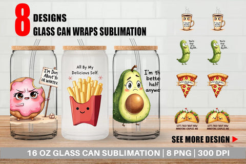 Glass Can Funny Food Puns Valentine Sarcastic Love Bites Watercolor Sublimation artnoy 
