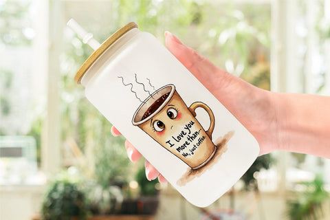 Glass Can Funny Food Puns Valentine Sarcastic Love Bites Watercolor Sublimation artnoy 