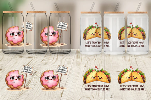 Glass Can Funny Food Puns Valentine Sarcastic Love Bites Watercolor Sublimation artnoy 