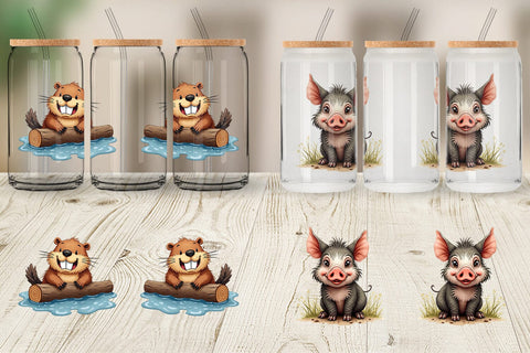 Glass Can Funny Morning After Forest Animals Watercolor Sublimation artnoy 