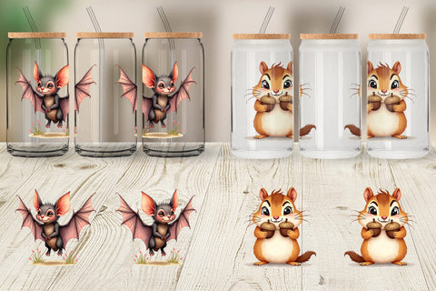 Glass Can Funny Morning After Forest Animals Watercolor Sublimation artnoy 