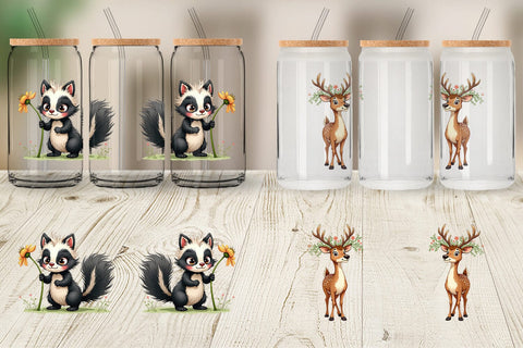 Glass Can Funny Morning After Forest Animals Watercolor Sublimation artnoy 