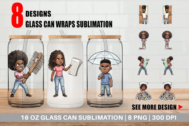 Glass Can Funny Natural Hair Humor Sublimation artnoy 