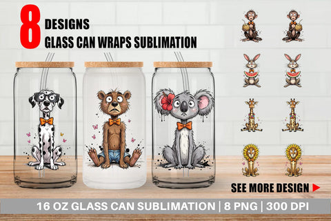 Glass Can Funny Skinny Safari Summer Sublimation artnoy 
