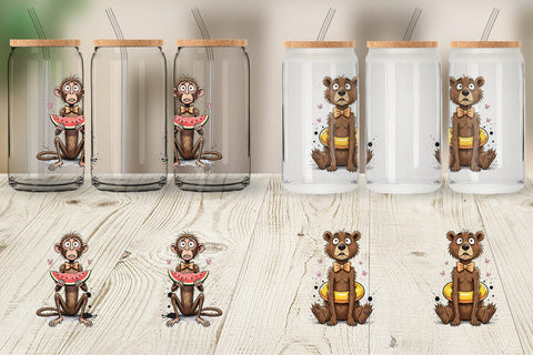 Glass Can Funny Skinny Summer Animal Sublimation artnoy 