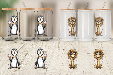 Glass Can Funny Skinny Summer Animal Sublimation artnoy 