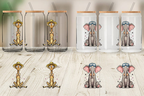 Glass Can Funny Skinny Summer Animal Sublimation artnoy 