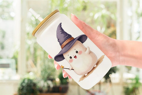 Glass Can Funny Spooky Faces Sublimation artnoy 