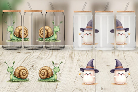 Glass Can Funny Spooky Faces Sublimation artnoy 
