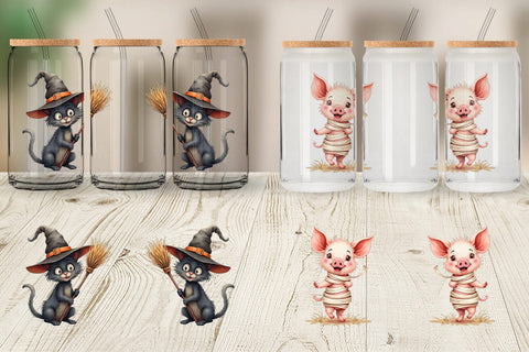 Glass Can Funny Spooky Faces Sublimation artnoy 