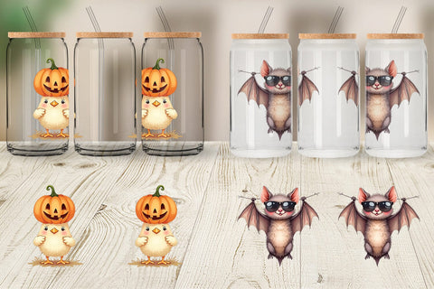 Glass Can Funny Spooky Faces Sublimation artnoy 
