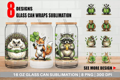 Glass Can Funny St Patricks Animal Sublimation artnoy 