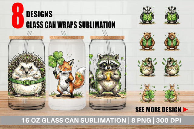 Glass Can Funny St Patricks Animal Sublimation artnoy 