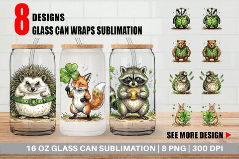 Glass Can Funny St Patricks Animal Sublimation artnoy 