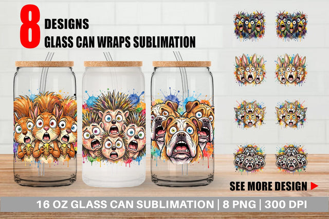 Glass Can Funny Suburban Animal Heatwave Sublimation artnoy 