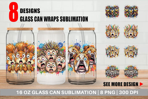 Glass Can Funny Suburban Animal Heatwave Sublimation artnoy 