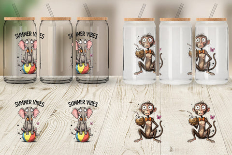 Glass Can Funny Summer Quote Animals Sublimation artnoy 
