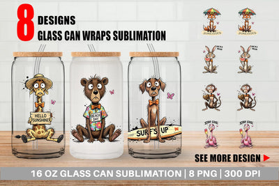 Glass Can Funny Summer Quote Animals Sublimation artnoy 