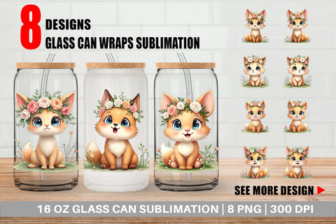 Glass Can Furry Expressions Sublimation artnoy 