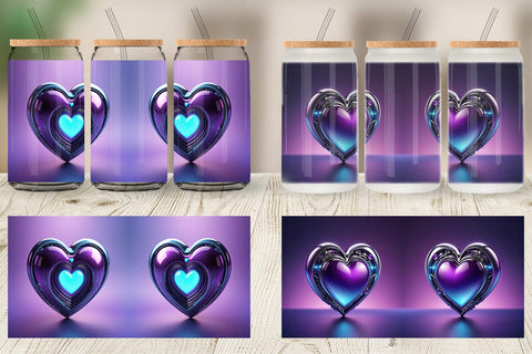 Glass Can Futuristic Purple Heart Sublimation artnoy 