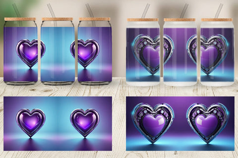 Glass Can Futuristic Purple Heart Sublimation artnoy 
