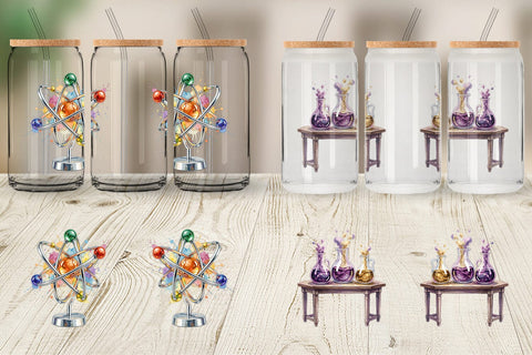 Glass Can Galactic Classroom Decor Watercolor Sublimation artnoy 