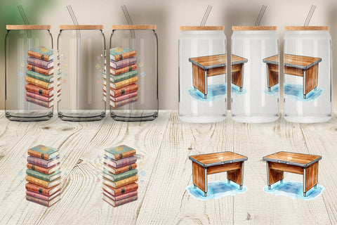 Glass Can Galactic Classroom Decor Watercolor Sublimation artnoy 