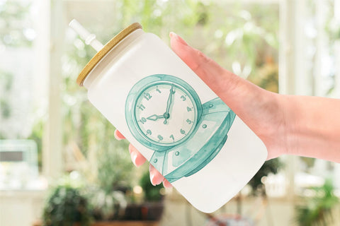 Glass Can Galactic Classroom Decor Watercolor Sublimation artnoy 