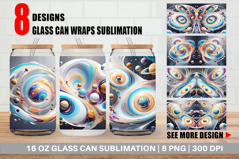 Glass Can Galaxy with Planets Sublimation artnoy 