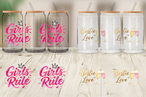 Glass Can Galentine's Day Watercolor Quotes Sublimation artnoy 