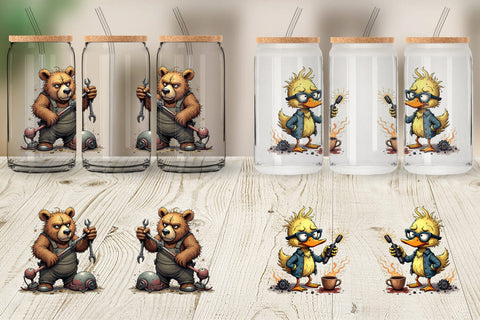 Glass Can Garage Chaos Critter Sublimation artnoy 