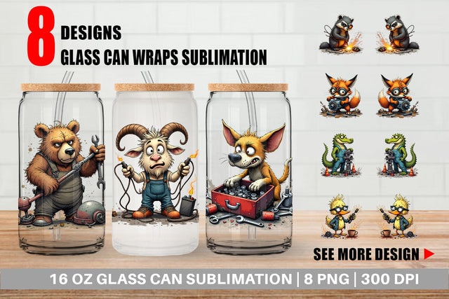 Glass Can Garage Chaos Critter Sublimation artnoy 