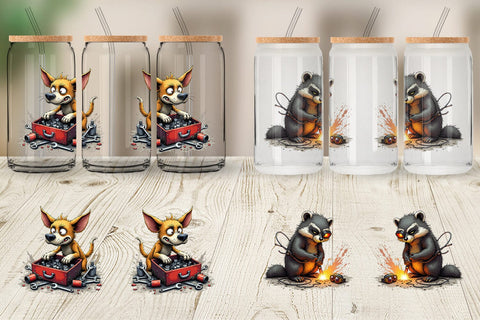 Glass Can Garage Chaos Critter Sublimation artnoy 