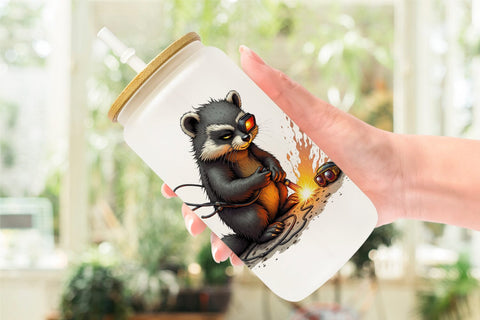 Glass Can Garage Chaos Critter Sublimation artnoy 