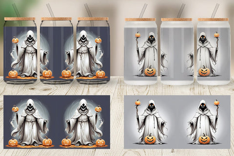 Glass Can Ghost and Pumpkin Sublimation artnoy 
