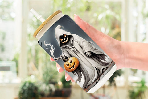 Glass Can Ghost and Pumpkin Sublimation artnoy 