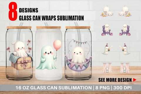 Glass Can Ghost Baby Shower Sublimation artnoy 