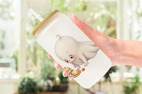 Glass Can Ghost Baby Shower Sublimation artnoy 