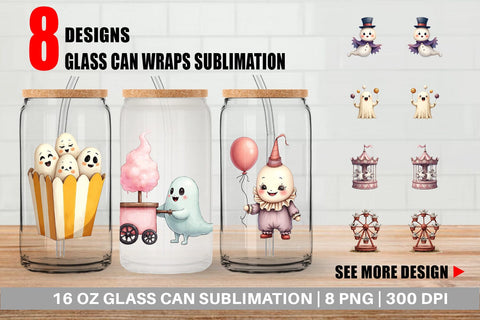 Glass Can Ghost Carnival Toys Sublimation artnoy 