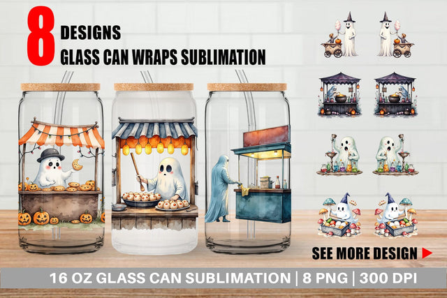 Glass Can Ghost Food Stalls Sublimation artnoy 