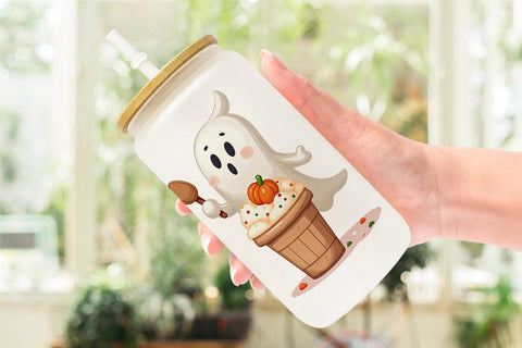 Glass Can Ghost Ice Cream Sublimation artnoy 