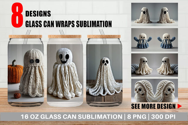 Glass Can Ghost Knitted Sublimation artnoy 