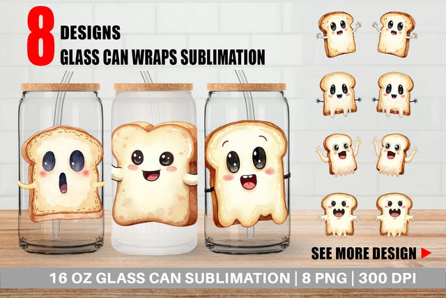 Glass Can Ghost Toast Sublimation artnoy 