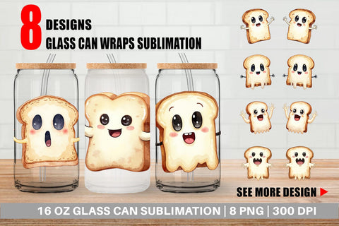 Glass Can Ghost Toast Sublimation artnoy 